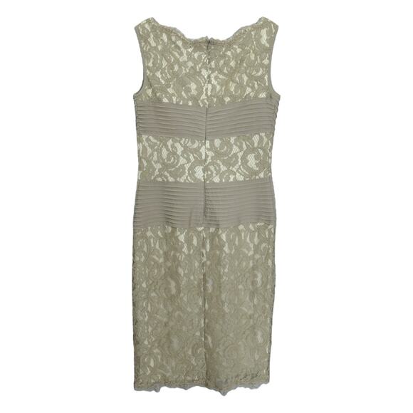 Tadashi Shoji Size 2 Pintuck Jersey Lace Bandage Dress Gray Cocktail Eveningwear - Picture 4 of 12